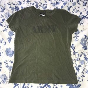 THRIFTED green army tee
